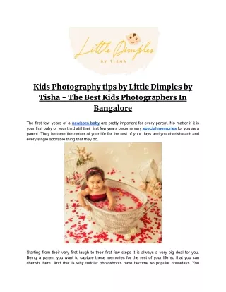 Kids Photography Tips by Little Dimples by Tisha - The Best Kids Photographers In Bangalore