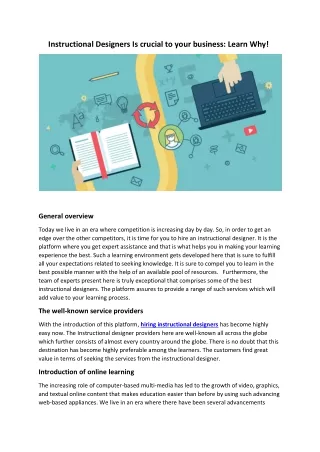 instructional designers is crucial to your