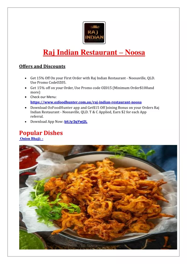 raj indian restaurant noosa offers and discounts