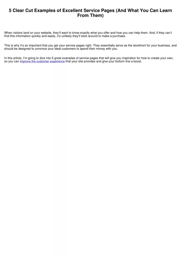 5 clear cut examples of excellent service pages
