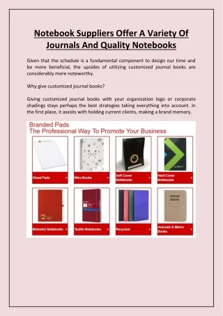 notebook suppliers offer a variety of journals
