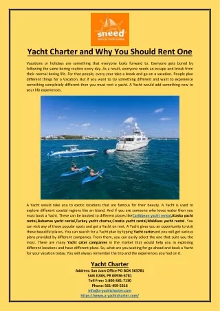 Yacht Charter and Why You Should Rent One
