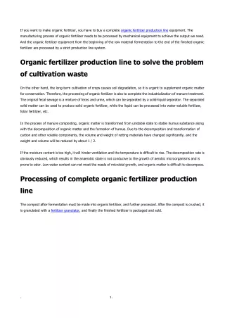 Why to buy complete set of organic fertilizer production line equipment