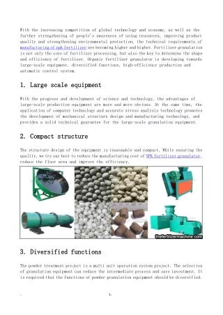 Development direction of agricultural fertilizer granulation machine
