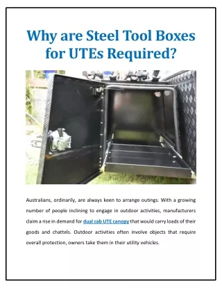 why are steel tool boxes for utes required