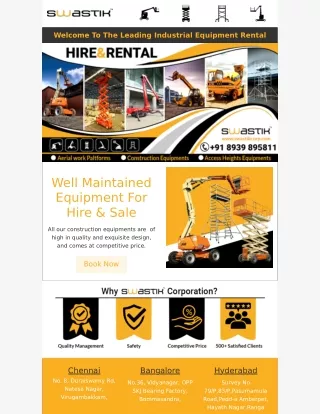 Welcome To The Leading Industrial Eqwuipment Rental in India