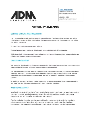 adm productions 40 seaview boulevard port