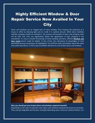 highly efficient window door repair service