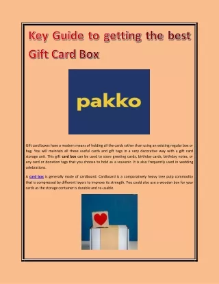 Key Guide to getting the best Gift Card Box