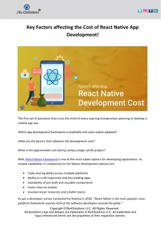 key factors affecting the cost of react native