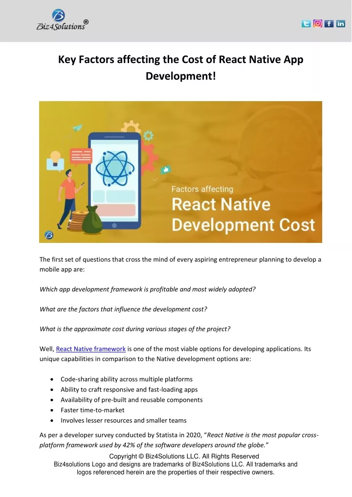 key factors affecting the cost of react native