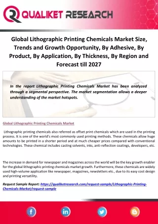 Global Lithographic Printing Chemicals Market Size, Trends and Growth Opportunity, By Adhesive, By Product, By Applicati