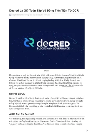 decred l g to n t p v ng ti n ti n t dcr