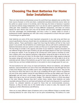 choosing the best batteries for home solar