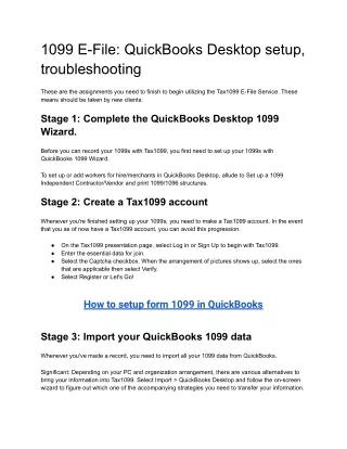 1099 e file quickbooks desktop setup