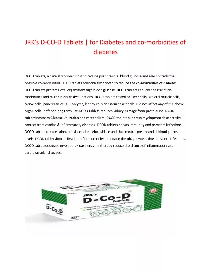 jrk s d co d tablets for diabetes