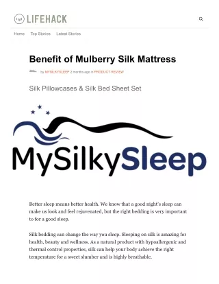 Benefit of Mulberry Silk Mattress