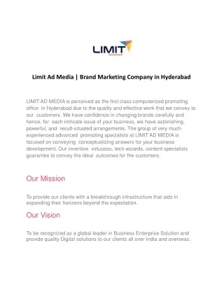 Limit Ad Media | Brand Marketing Company in Hyderabad | Online Reputation Management Company in Hyderabad