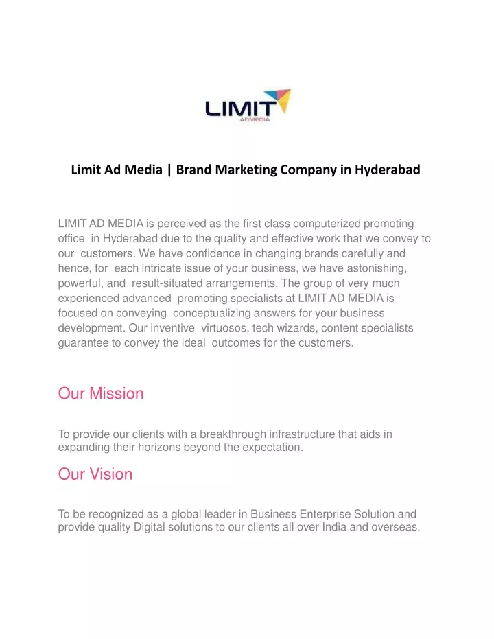 limit ad media brand marketing company