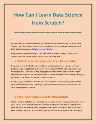 how can i learn data science from scratch