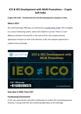 ico ieo development with mlm promotions crypto