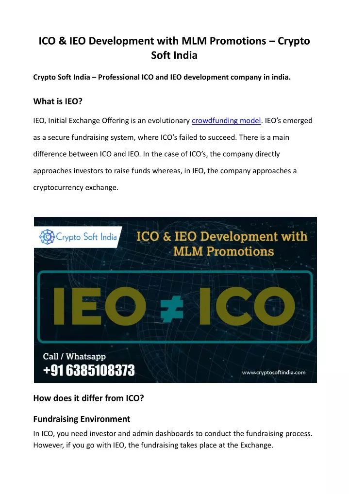 ico ieo development with mlm promotions crypto