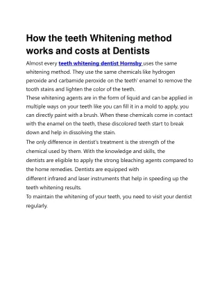 how the teeth whitening method works and costs