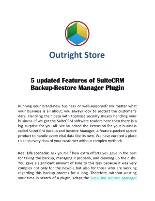 SuiteCRM Backup-Restore Manager
