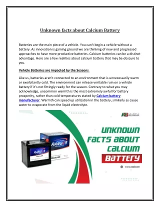 Unknown facts about Calcium Battery