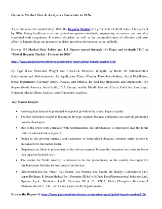 heparin market size analysis forecasts to 2026