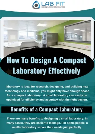 Compact Laboratory Designing Ideas | View Laboratory Fit-Out PDF