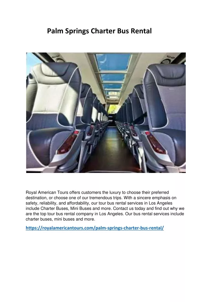 palm springs charter bus rental