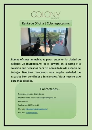 Renta de Oficina | Colonyspaces.mx