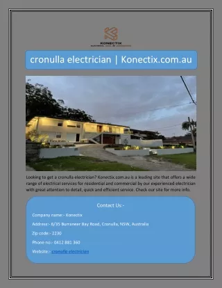 cronulla electrician | Konectix.com.au
