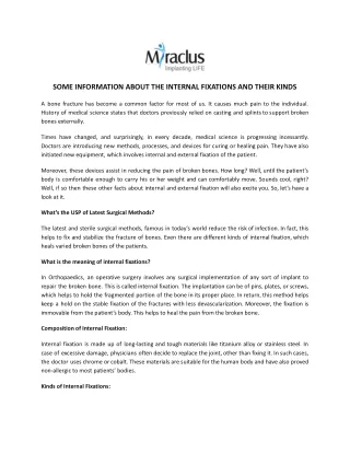 some information about the internal fixations