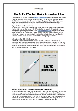 how to find the best electric screwdriver online