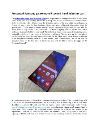 presented samsung galaxy note 5 second hand