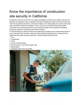 know the importance of construction site security