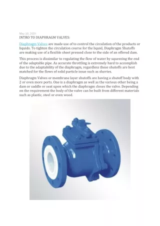 ptfe lined diaphragm valves