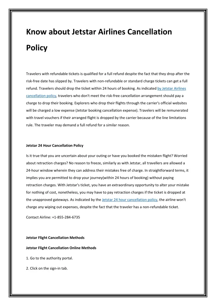 PPT - Know about Jetstar Airlines Cancellation Policy PowerPoint ...