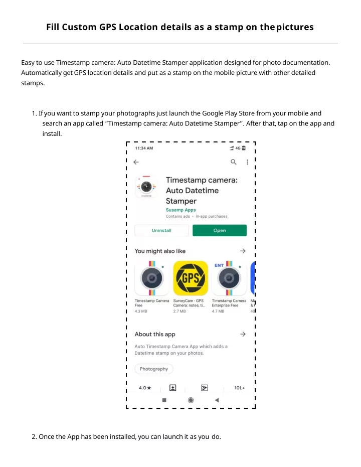 fill custom gps location details as a stamp