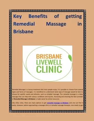 Key Benefits of getting Remedial Massage in Brisbane