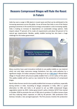reasons compressed biogas will rule the roost