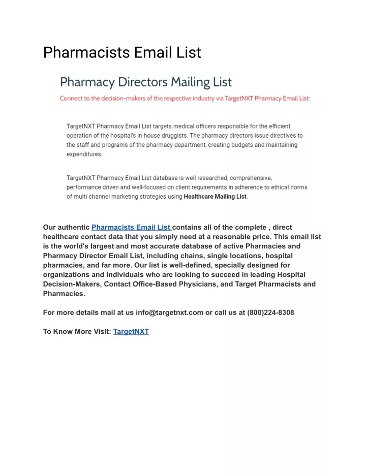 pharmacists email list