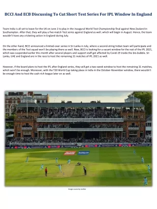 bcci and ecb discussing to cut short test series