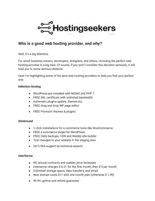 Hosting Service Providers