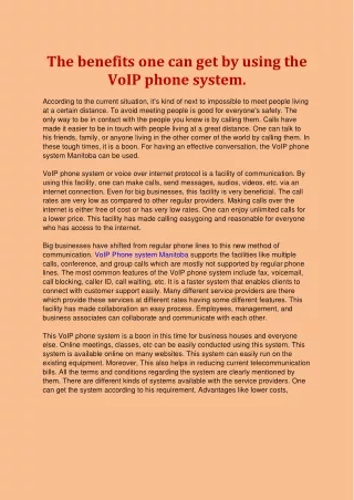 the benefits one can get by using the voip phone