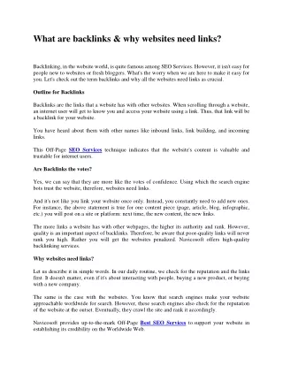 what are backlinks why websites need links