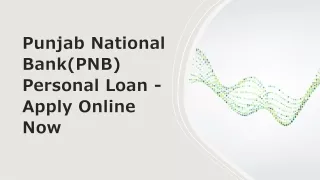 Punjab National Bank(PNB) Personal Loan - Apply Online Now