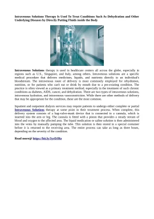 intravenous solutions therapy is used to treat